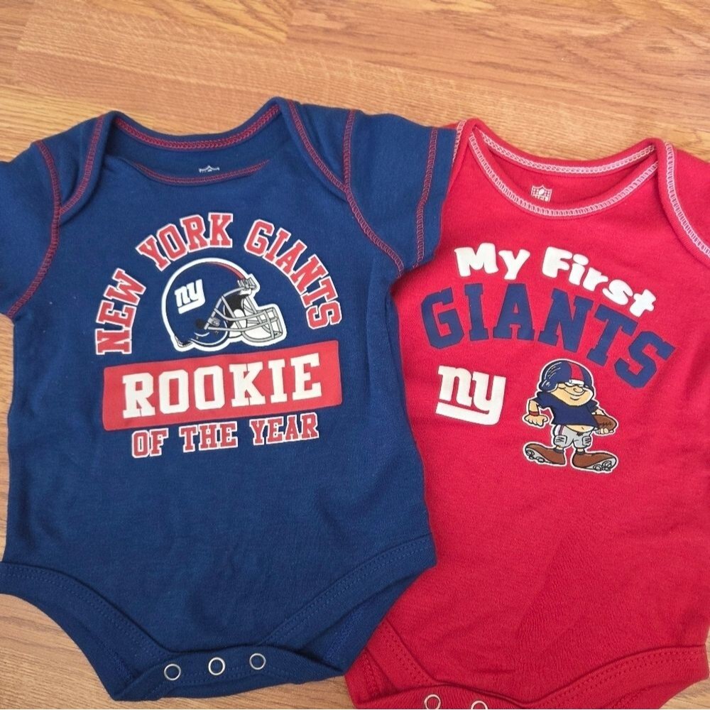 NFL NY Giants Baby Bodysuit 2pc 0-3 Months New 100% Cotton Football Athletic